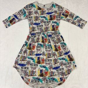 Tea‎ Collection Istanbul Long Sleeve Midi Dress Cityscape Cat Size 7 EUC